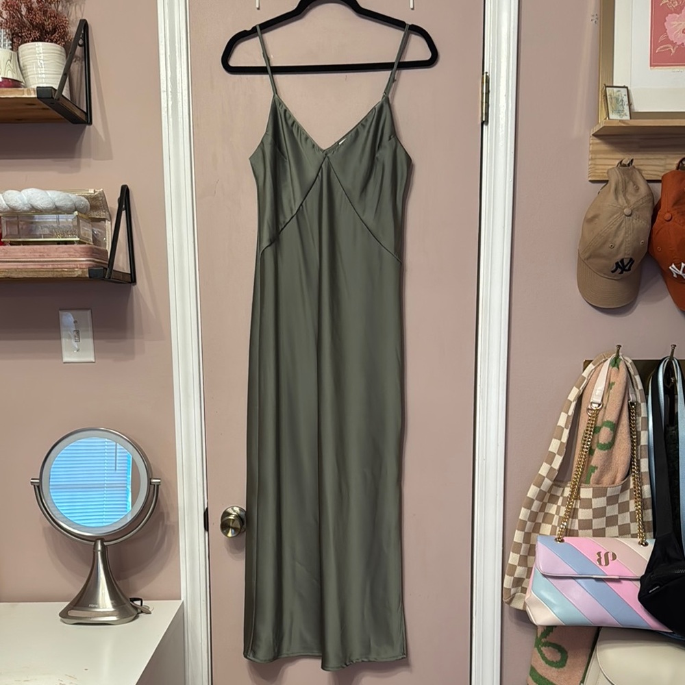 Olive Green Slip Dress